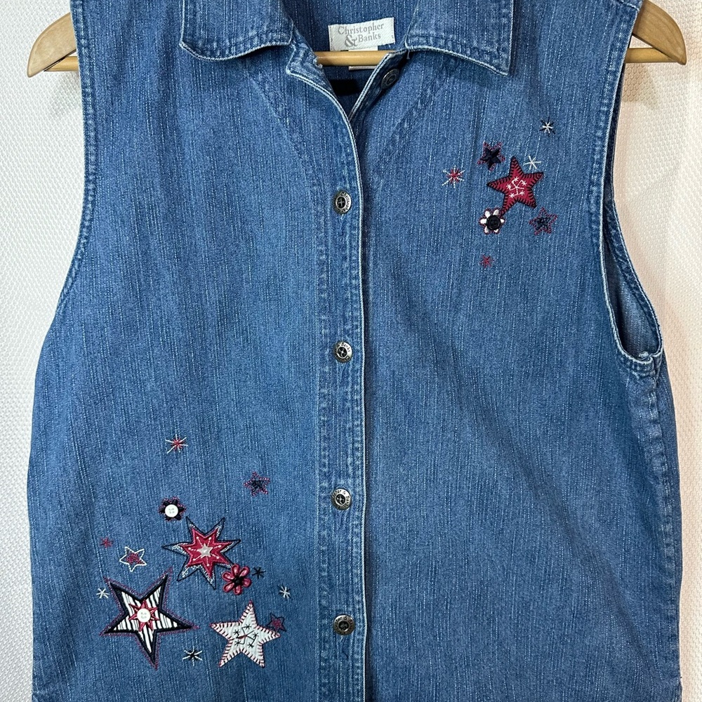 Christopher & Banks Blue Denim Vest